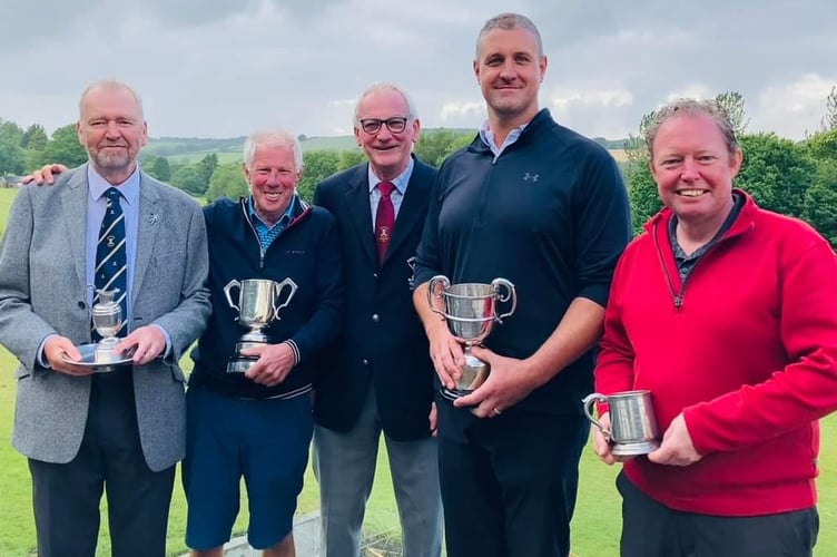 Winners in the Okehampton Golf Club Championships, from left, David Williams, Alan Jeffrey (Club Captain Richard Johnson) Jack Whiteway and Gareth Holt.
