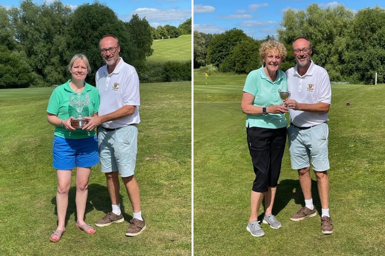 Club Captain Stewart Cowling with Tracey Chandler, left, and Sue Jackson, right