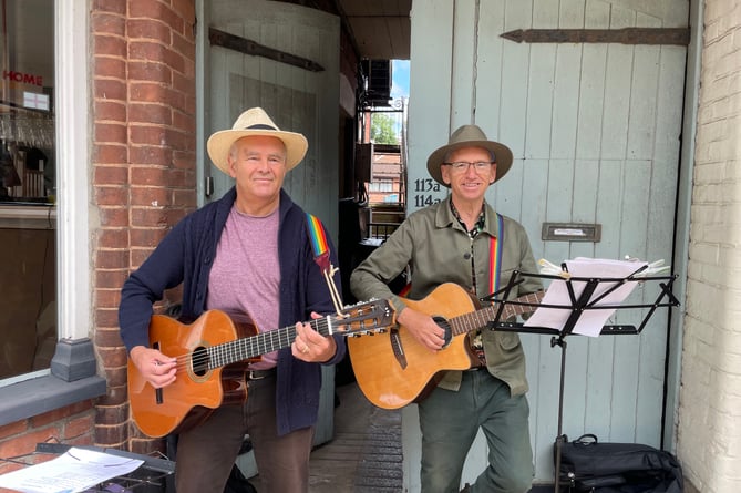 Brahan Seer performing in Crediton High Street.  AQ 5582