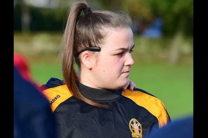 Sophie Lyon in her Crediton RFC jacket.