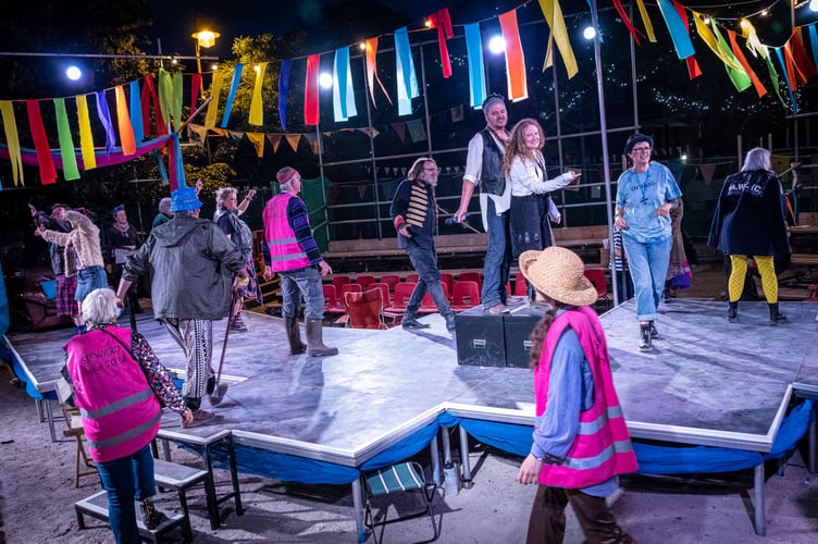 During ‘Twelfth Night’ which was staged in Crediton Town Square.  Images: Mike Palmer
