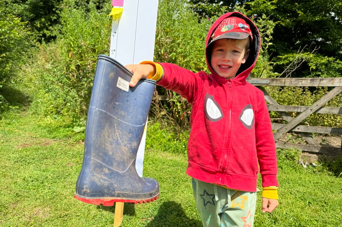 Archie, aged five-and-a-half, was very good at welly wanging.  AQ 6990