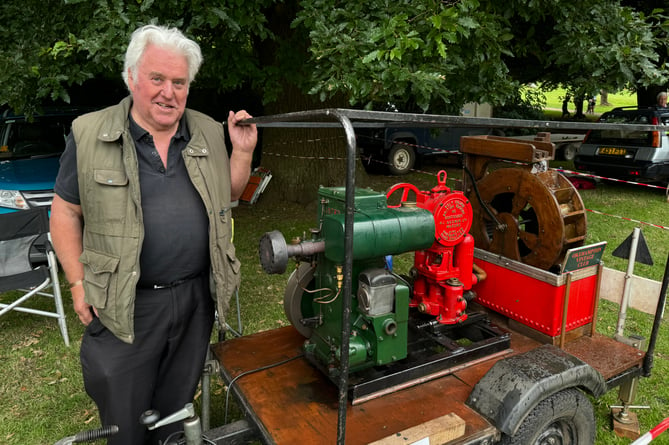 Derek Smith with his Lister D engine with Godwin Pump and Waterwheel was admired.  AQ 7459
