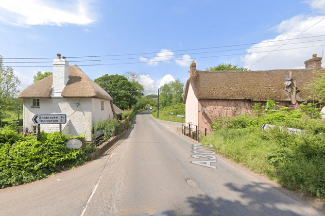 The A3072 at Creedy Bridge Cross