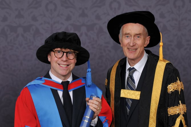 Josh Widdicombe with Sir Michael Barber