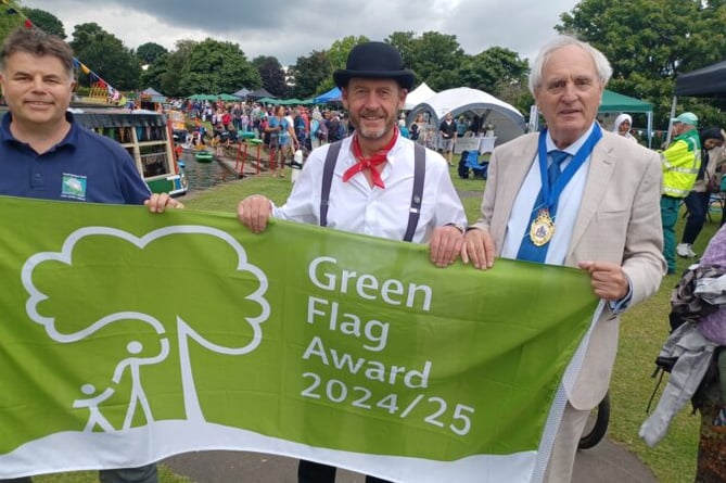 Grand Western Canal Country Park Manager Mark Baker, Tiverton Canal Co Managing Director Philip Brind, Cllr John Hart