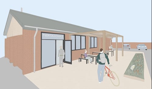 Artist's impression of work hub exterior