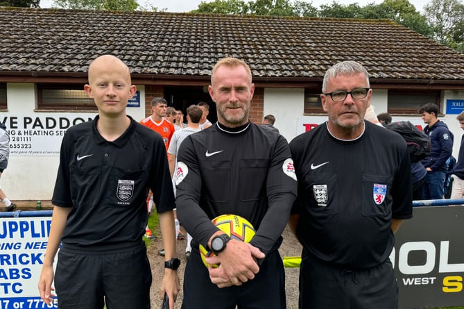 Match officials for the Crediton v Exeter City Academy game.  AQ 7958