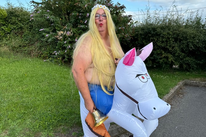 Andrew Dean dressed as Lady Godiva for the Carnival.  AQ 8652
