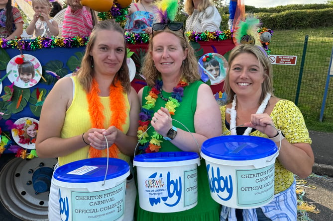 Ready to collect donations at Cheriton Fitzpaine Carnival.  AQ 8672