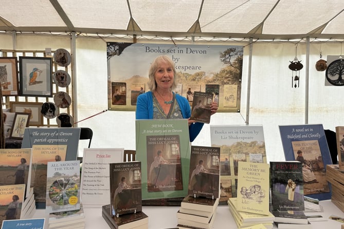 Author Liz Shakespeare sold some of her books at the Mid Devon Show.  AQ 8525