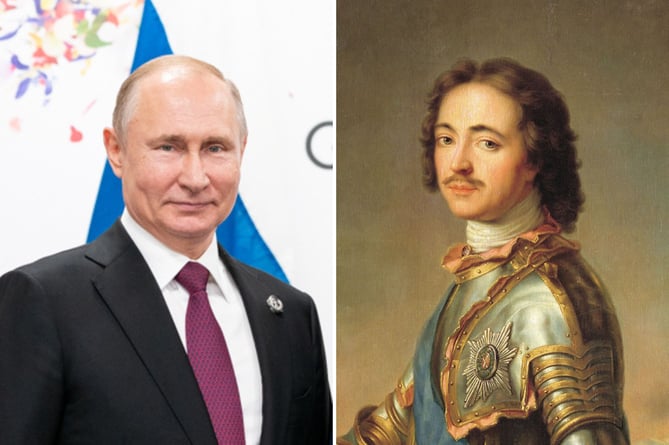 L: Vladimir Putin. R: Peter the Great