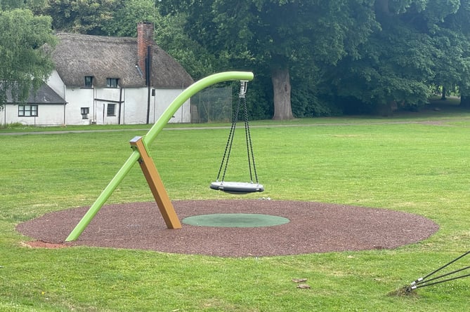 The cantilever swing in Newcombes Meadow park in Crediton.  AQ 6025
