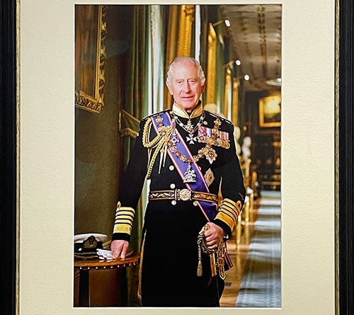 The official portrait of King Charles III which Kilve Parish Council rejected.