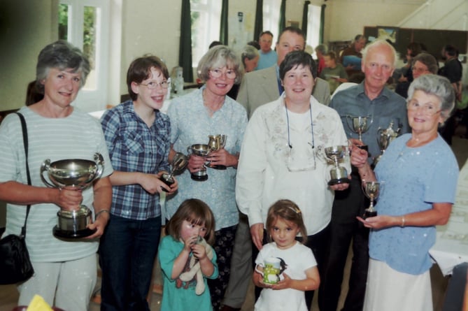 Prizewinners at Cheriton Bishop Flower Show in August 2001. DSC00737