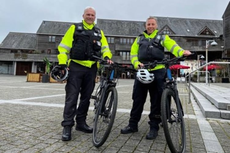 Police with e-bikes in Falmouth