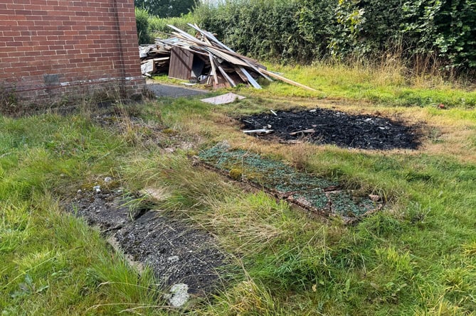 Graves and the bonfire site at Yeoford Gospel Hall.  AQ 1711