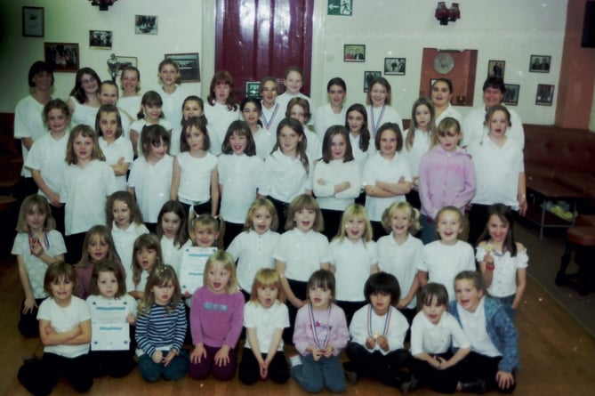 Crediton's new majorette troupe 'Kirton Blue Bells' in November 2002. DSC00010