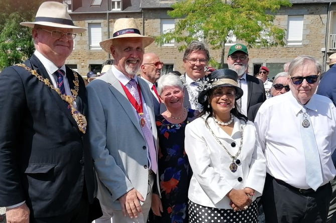 Deputy Mayor of Crediton Steve Huxtable, second from left, with dignitaries