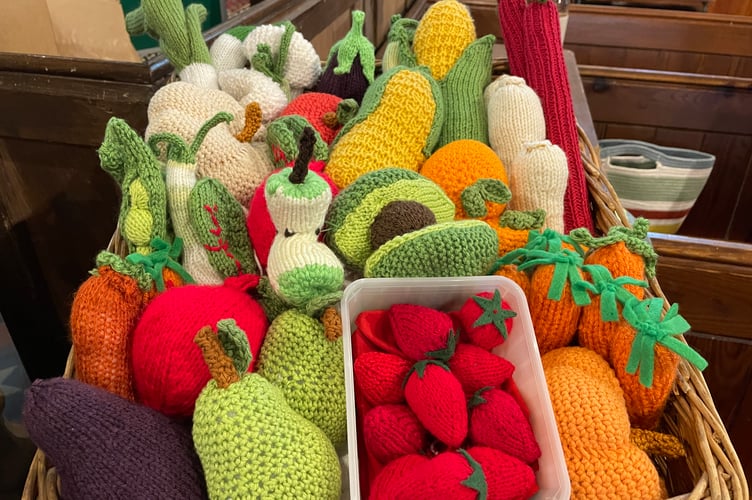 Crocheted fruit and vegetables