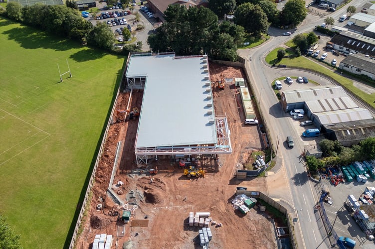 The roof on the Lidl store with Commercial Road and the Lords Meadow Leisure Centre.