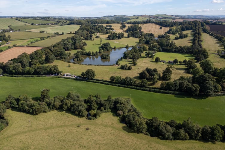 A view of the lake, Shobrooke Park and Shobrooke Park Cricket Club.
