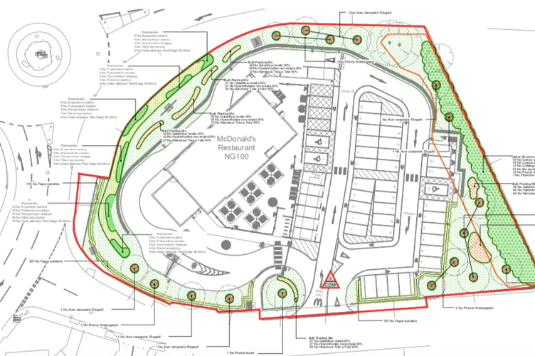 The Crediton McDonald’s site. Image: McDonald’s planning documents.
