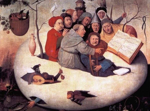 Concert in an egg after Hieronymus Bosch.