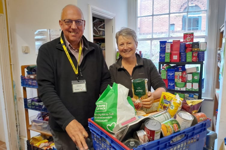 Kim and Chris East, Crediton Foodbank Monday packers.
