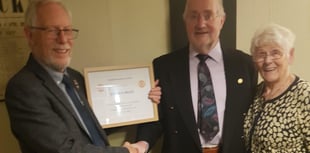 Reuben thanked for long service to Crediton Boniface Rotary
