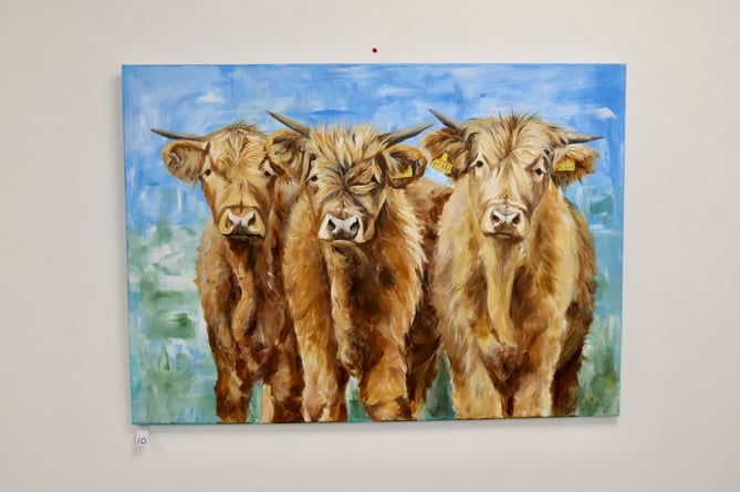 A trio of cows, painted by Janet Jarvis