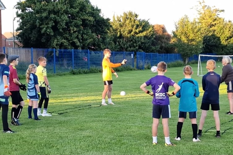 During a Crediton Youth FC goal keeping training course.
