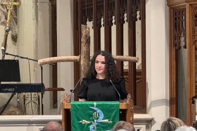 Erin Letch during her reading during the service. 
