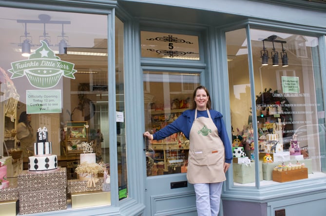 Lisa Tarr outside Twinkle Little Tarr on Crediton High Street