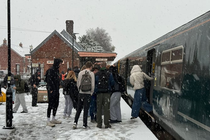 Students stranded at Crediton railway station after snowfall