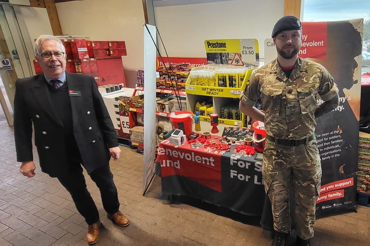 Philip Hutchens, Events Executive for the Army Benevolent Fund and one of the soldiers collecting at Crediton Tesco store.
