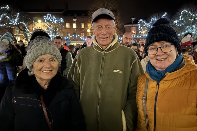 Diane and Keith Parsons and Carol Furze at Carols in the Square