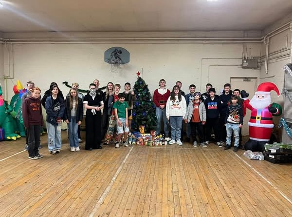 Crediton Army Cadets with the food items they donated to Crediton Foodbank