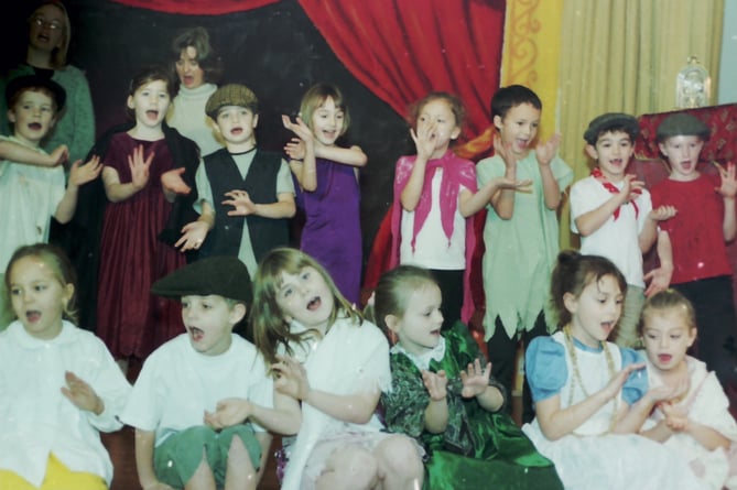 Pictured is one of the classes at Newton St Cyres which were part of an end of term play in December 2005.  DSC00372