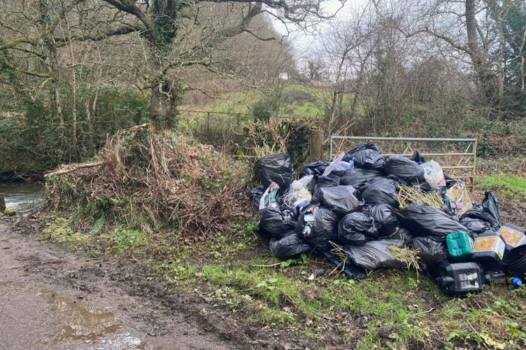 The rubbish piled up after being removed from the river