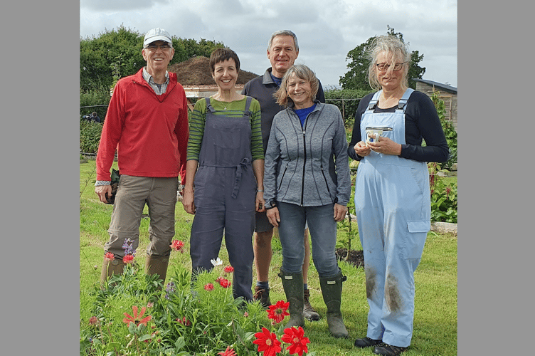 In the Growing Well Garden at Bow Surgery, with Dr Susan Taheri, second left.
