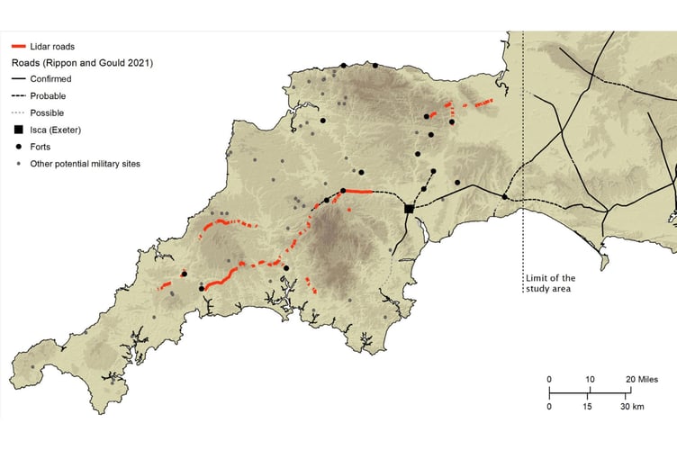 New sections of Roman roads in South West Britain identified using LiDAR data