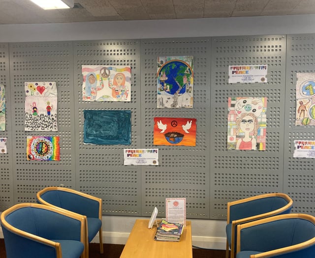 Pupils’ ‘peace posters’ on display at Crediton Library