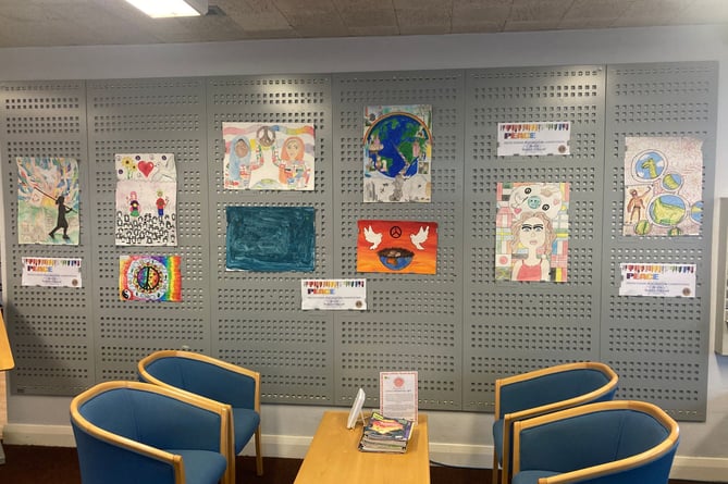 Exhibition of Crediton-area primary school children's Lions Club 'peace posters'