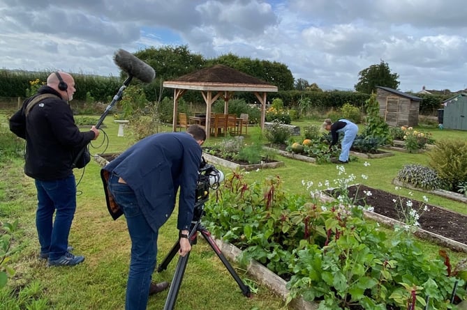 The BBC crew filming at Bow Surgery’s Growing Well Garden.
