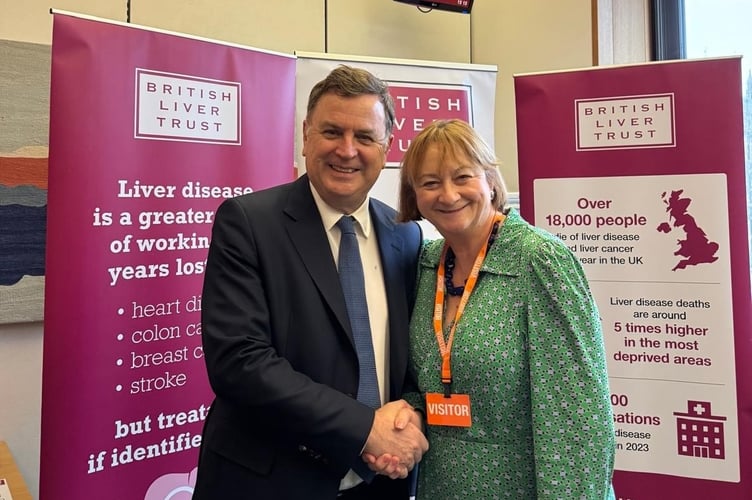 Mel Stride MP and Pamela Healy OBE at the Liver Disease Awareness event.