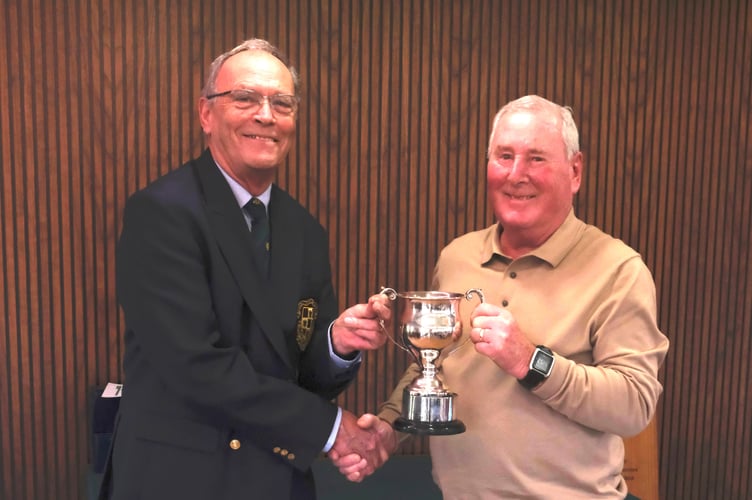 Seniors Captain Peter Blinkhorn presented Paul Dorothy with the Seniors Golfer of the Year (shared with Peter Johnson, not present).
