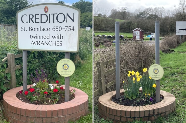 This Crediton sign on the A3072 has disappeared