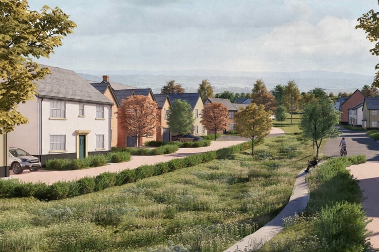 A computer-generated image of what Bellway’s Libbets Grange development on the north-eastern edge of Crediton will look like as the construction work has begun.
